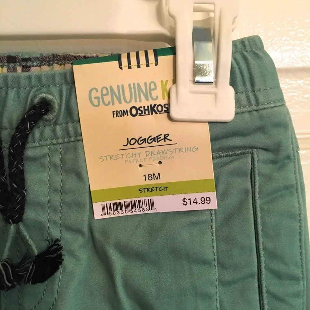 Genuine Kids OshKosh Boys 3T Green Adjustable Waist Jogger Pants - Picture 5 of 12